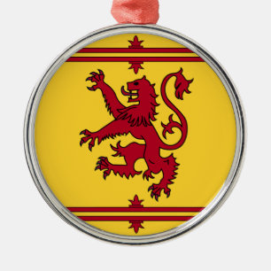 Ornement Rond Argenté Le lion effréné de l'Ecosse