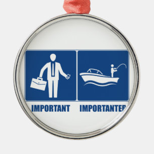 Ornement Rond Argenté Le Travail Est Important, La Pêche Est Importante