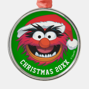 Ornement Rond Argenté Les Muppets   Visage animal de Noël