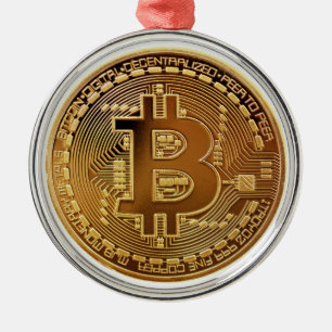 Ornement Rond Argenté Logo Bitcoin original Graphe de Noël