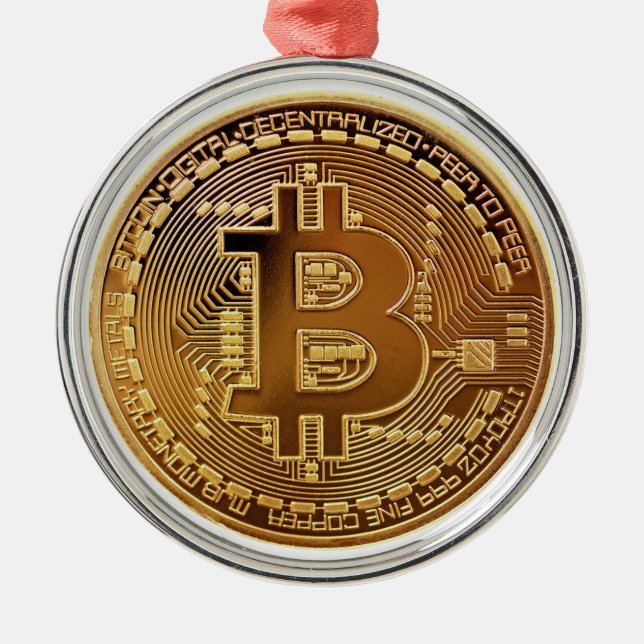 Ornement Rond Argenté Logo Bitcoin original Graphe de Noël (Devant)