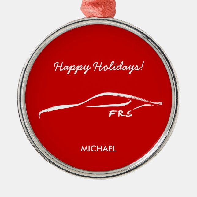 Ornement Rond Argenté Logo blanc de silhouette du Scion FR-S (Devant)