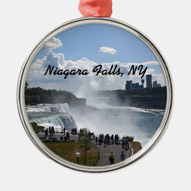 Ornement Rond Argenté L'ornement Premium Round de Niagara Falls (Devant)