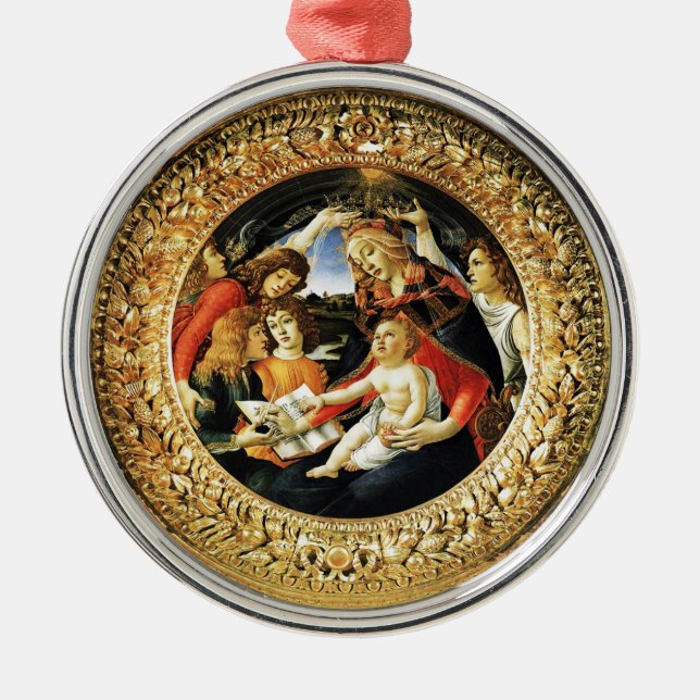 Ornement Rond Argenté Madonna du Magnificat (Devant)