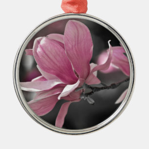 Ornement Rond Argenté Magnolia