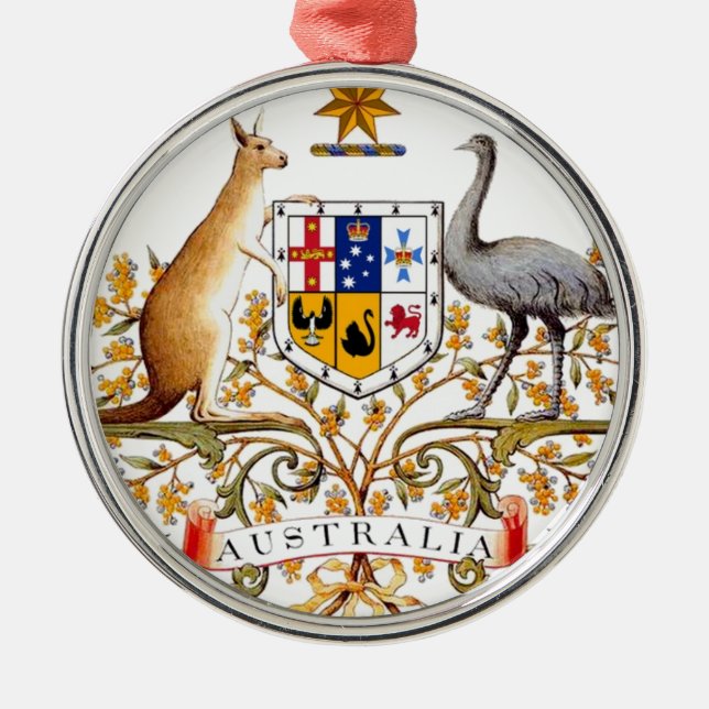 Ornement Rond Argenté Manteau de l'Australie des bras (Devant)