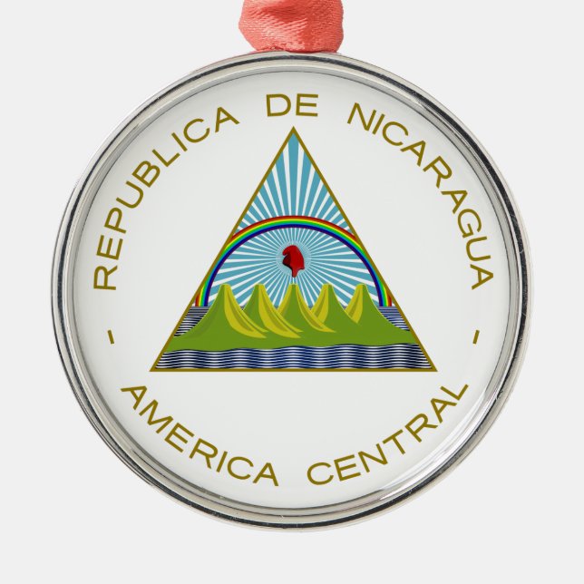 Ornement Rond Argenté Manteau du Nicaragua des bras (Devant)