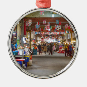 Ornement Rond Argenté Marché coréen coloré