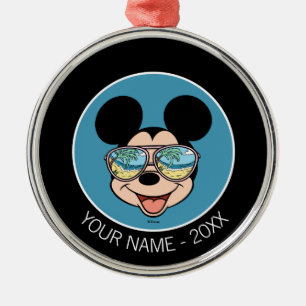 Ornement Rond Argenté Mickey Lunettes de soleil tropicales Mickey Ajou
