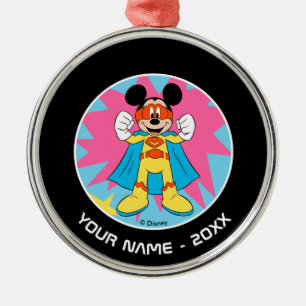 Ornement Rond Argenté Mickey Mouse Super Héros Mignon