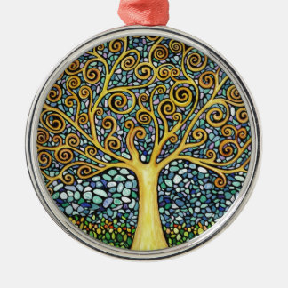 Ornement Rond Argenté Mon arbre de la vie