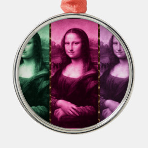 Ornement Rond Argenté Mona Lisa Poster de animal rose rose violet