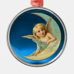 ORNEMENT ROND ARGENTÉ MOON ANGEL
