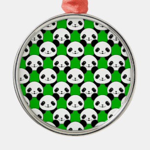 Ornement Rond Argenté Motif de l'ours Kawaii Panda