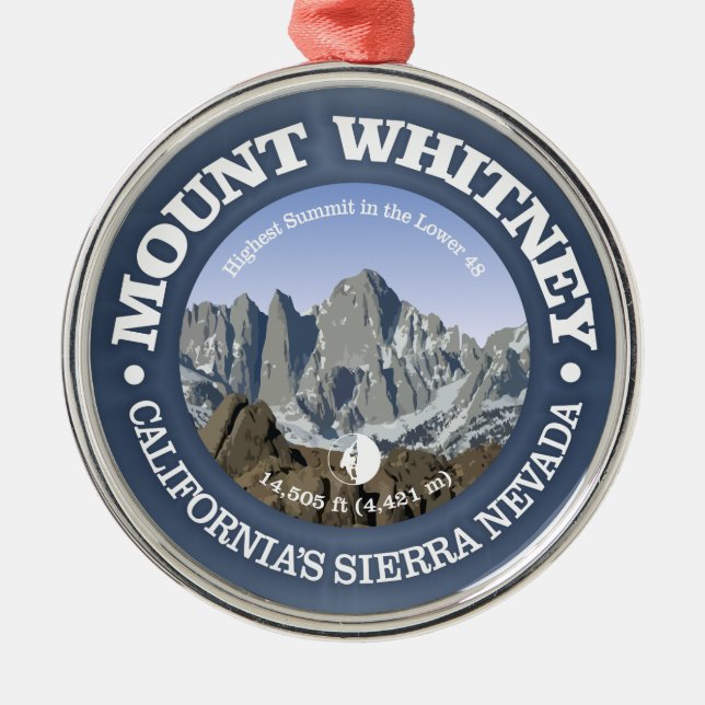 Ornement Rond Argenté Mt Whitney (Devant)