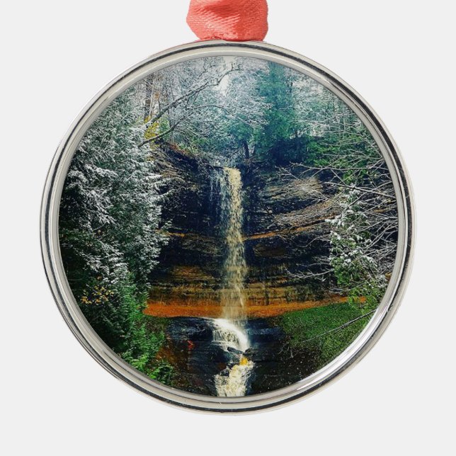 Ornement Rond Argenté Munising tombe péninsule supérieure Michigan (Devant)