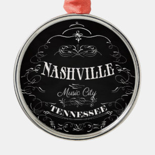 Ornement Rond Argenté Nashville, Tennessee - ville de musique
