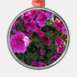 Ornement Rond Argenté Nature, Flore, Fleur rose