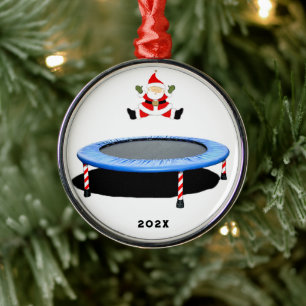 Ornement Rond Argenté Noël Trampoline