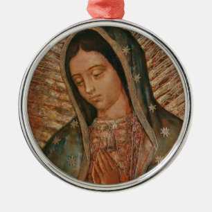 Ornement Rond Argenté notre dame de guadalupe