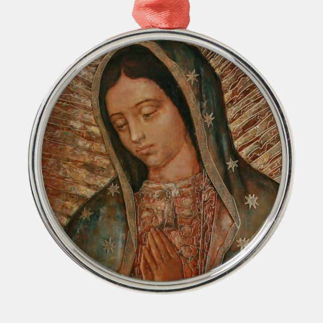 Ornement Rond Argenté notre dame de guadalupe (Devant)