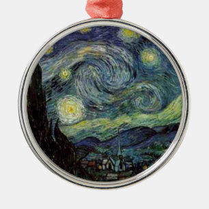 Ornement Rond Argenté Nuit étoilée - van Gogh