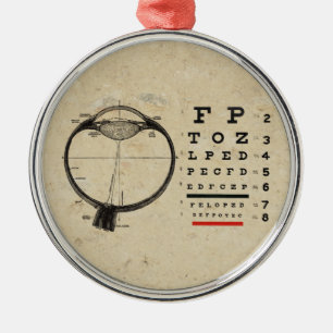 Ornement Rond Argenté Organigramme vintage de l'ophtalmologiste Optométr