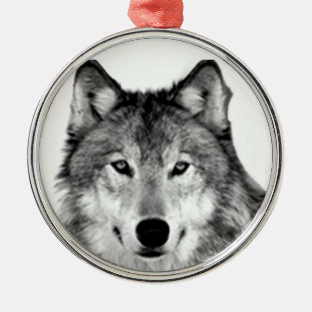 ORNEMENT ROND ARGENTÉ ORNAMENT DE NOËL GRAY WOLF (Devant)