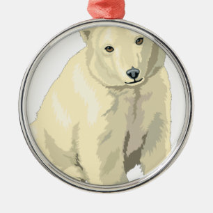 Ornement Rond Argenté Ours polaire