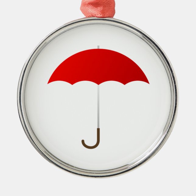 Ornement Rond Argenté Parapluie rouge (Devant)
