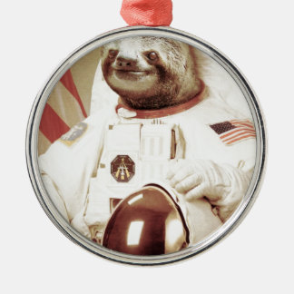 Ornement Rond Argenté Paresse d'astronaute