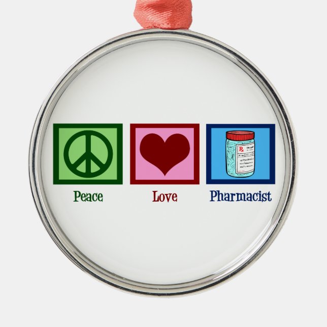 Ornement Rond Argenté Pharmacien d'amour de paix (Devant)