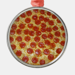 Ornement Rond Argenté Pizza