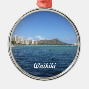 Ornement Rond Argenté Plage de Waikiki