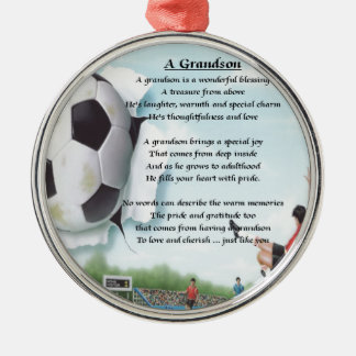 Ornement Rond Argenté Poème   de petit-fils du football