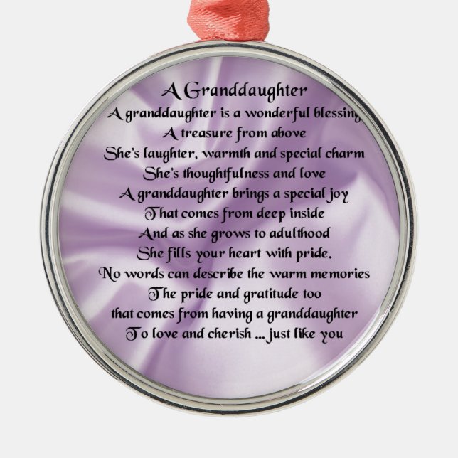 Ornement Rond Argenté Poème    lilac Grandgirl (Devant)
