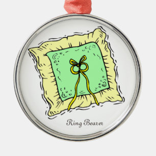 Ornement Rond Argenté Porteur de l'anneau de mariage Noël Ornament Cadea