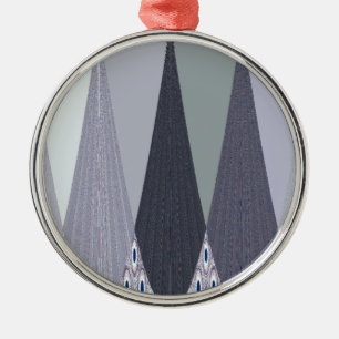 Ornement Rond Argenté Pots Chevron Gris Cendré Imprimer