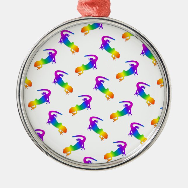 Ornement Rond Argenté Rainbow Salamander (Devant)