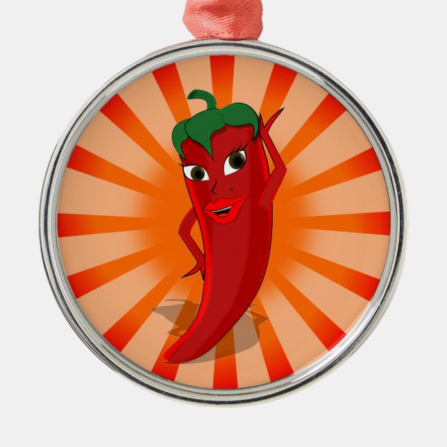 Ornement Rond Argenté Red Pepper Superstar (Devant)