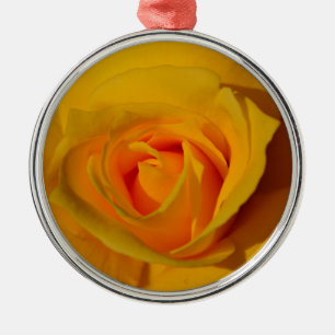 Ornement Rond Argenté Rose jaune fleur florale élégante