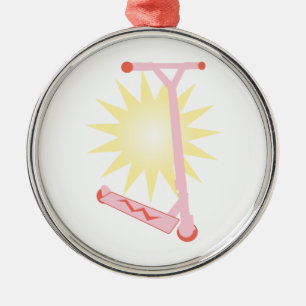 Ornement Rond Argenté Scooter rose