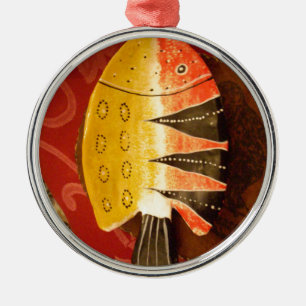 Ornement Rond Argenté Sensation striée Tigre Barbe Poisson Imprimer