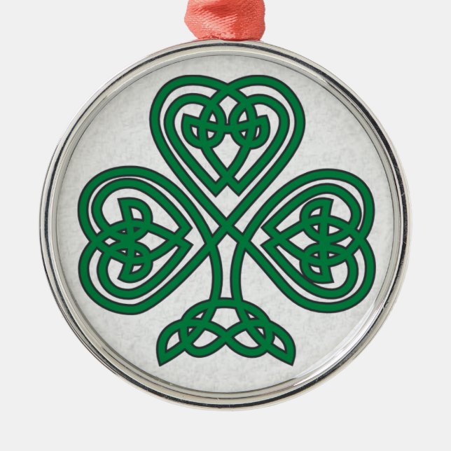 ORNEMENT ROND ARGENTÉ SHAMROCK IRLANDAIS SYMBOLE ORNAMENT DE NOËL (Devant)