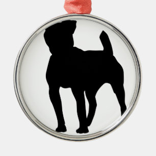 Ornement Rond Argenté Silhouette de Pitbull