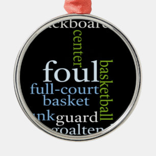 Ornement Rond Argenté Slam Dunk of Words : Jeu de basket-ball des champi