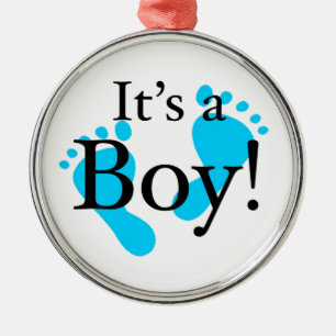 Ornement Rond Argenté Son un garçon - bébé, nouveau-né, célébratio