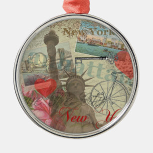 Ornement Rond Argenté Symbole d'Art de New York