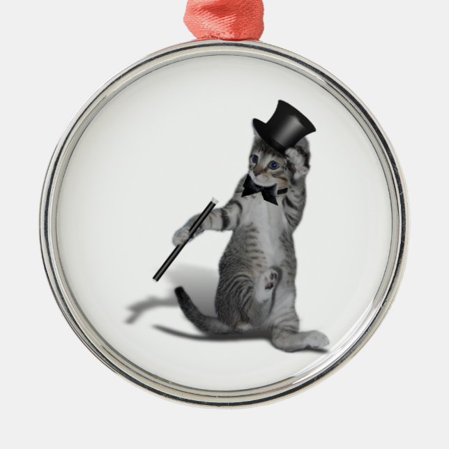 Ornement Rond Argenté Tap Dancing Kitten (Devant)
