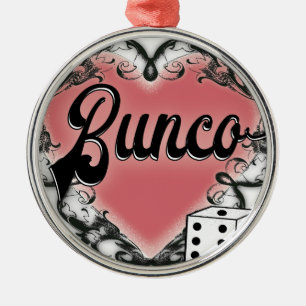 Ornement Rond Argenté tatouage de coeur de bunco